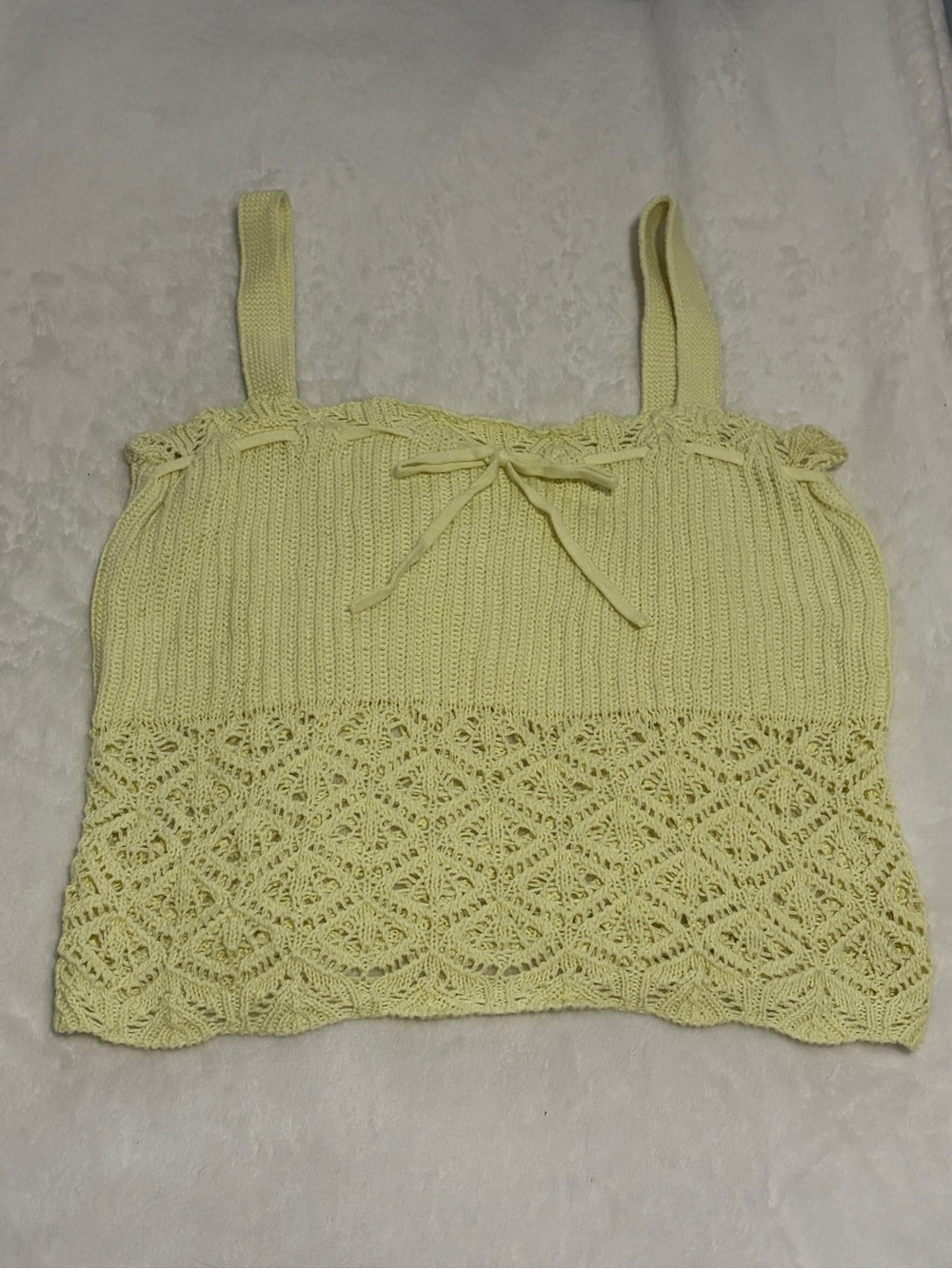 Wild Fable Pastel Yellow Knit Lace-Trim Camisole